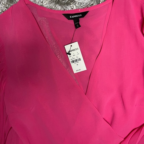 Express Pink Tied Waist Top - Picture 2 of 5